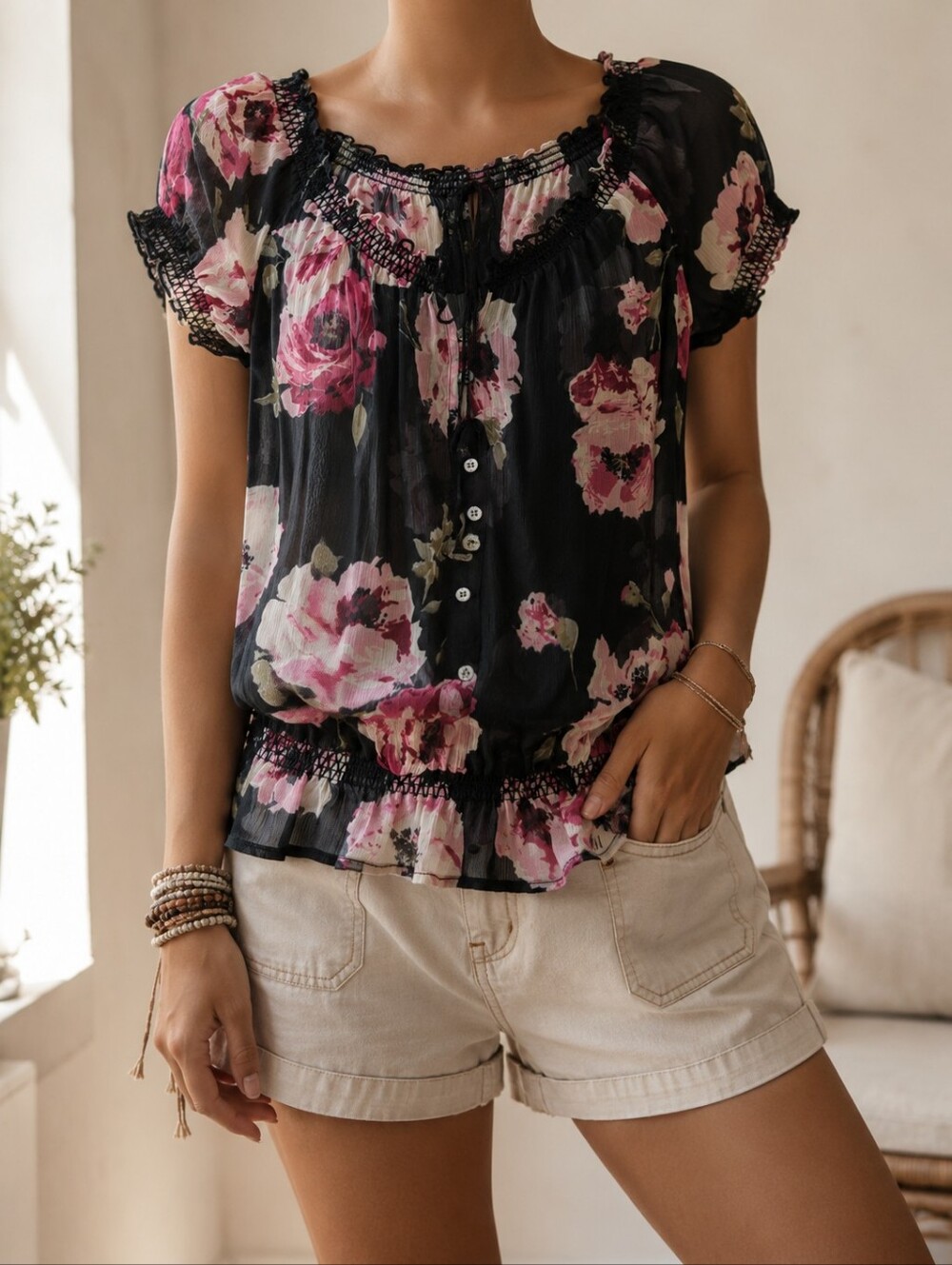 Abercrombie & Fitch Floral Boho Blouse – Size Medium